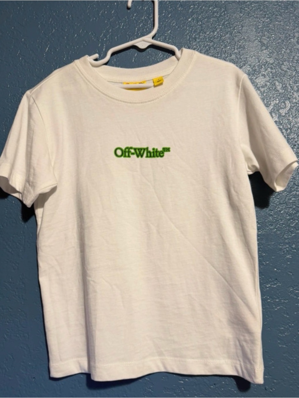 Off-White White Tee with Neon Green Logo